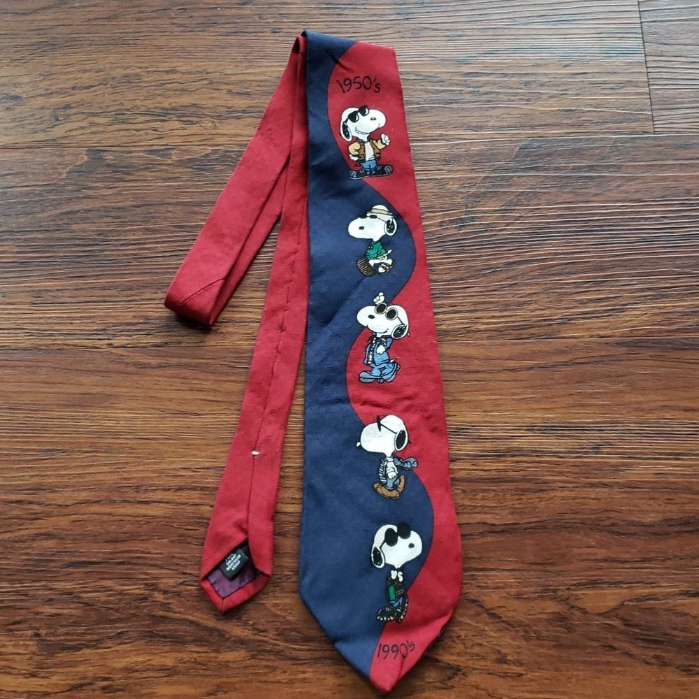 Vintage Snoopy Cool Is Timeless 1950s 1990s Preppy Retro 100% Silk Tie